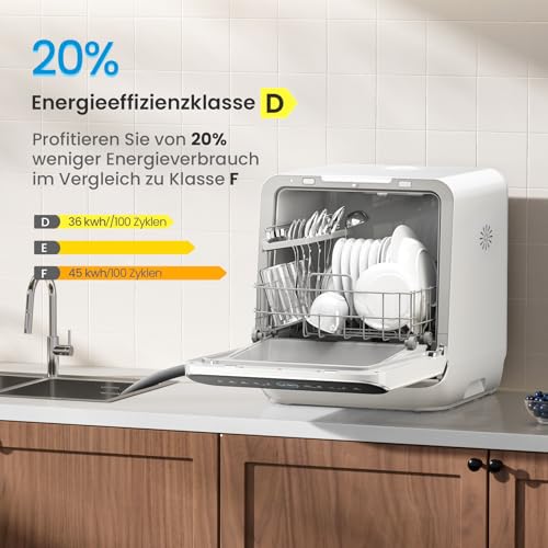 Midea Tischgeschirrspüler für 3 Gedecke, mit und ohne Wasseranschluss Verwendbar, IOT-Steuerung...
