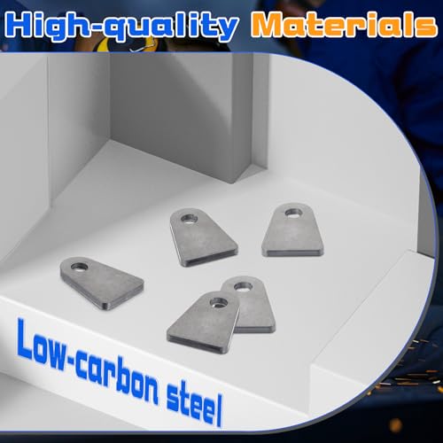 Image of Hicarer 1 Pcs Steel Weld on Tab Universal Shock Mount Flat Tab Brackets Steel Gusset Welding Accessories, with a 1 /2 inch Hole, 1 /4 inch Thick (Flat Mount)