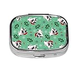 Xiso Ver Pillendose mit Weihnachtsmotiven, Motiv: Französische Bulldogge, tragbar, Metall, 2 Fächer, kleine Pillendose für Geldbörsen, kompakter Reise-Medikamentenhalter für Vitamine und Medikamente