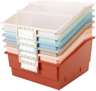 Really Good Stuff Picture Book Classroom Library Bins With Dividers - 6 Pack - Boho