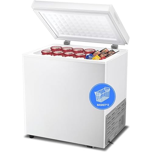 Image of Kismile 2.0 Cubic Feet Chest Freezer, Compact Deep Freezer for Home, White | 2 Removable Basket, Adjustable Temperature, Free Standing Top Open Door, Fits Kitchen /Office /Bar