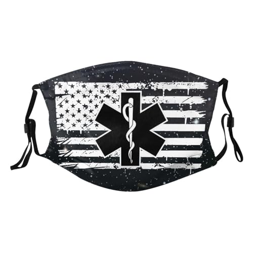 EMS Star of Life EMT Paramedic Medic American Flag Adult Dust Mask Adjustable Dust Face with 2 Filter85