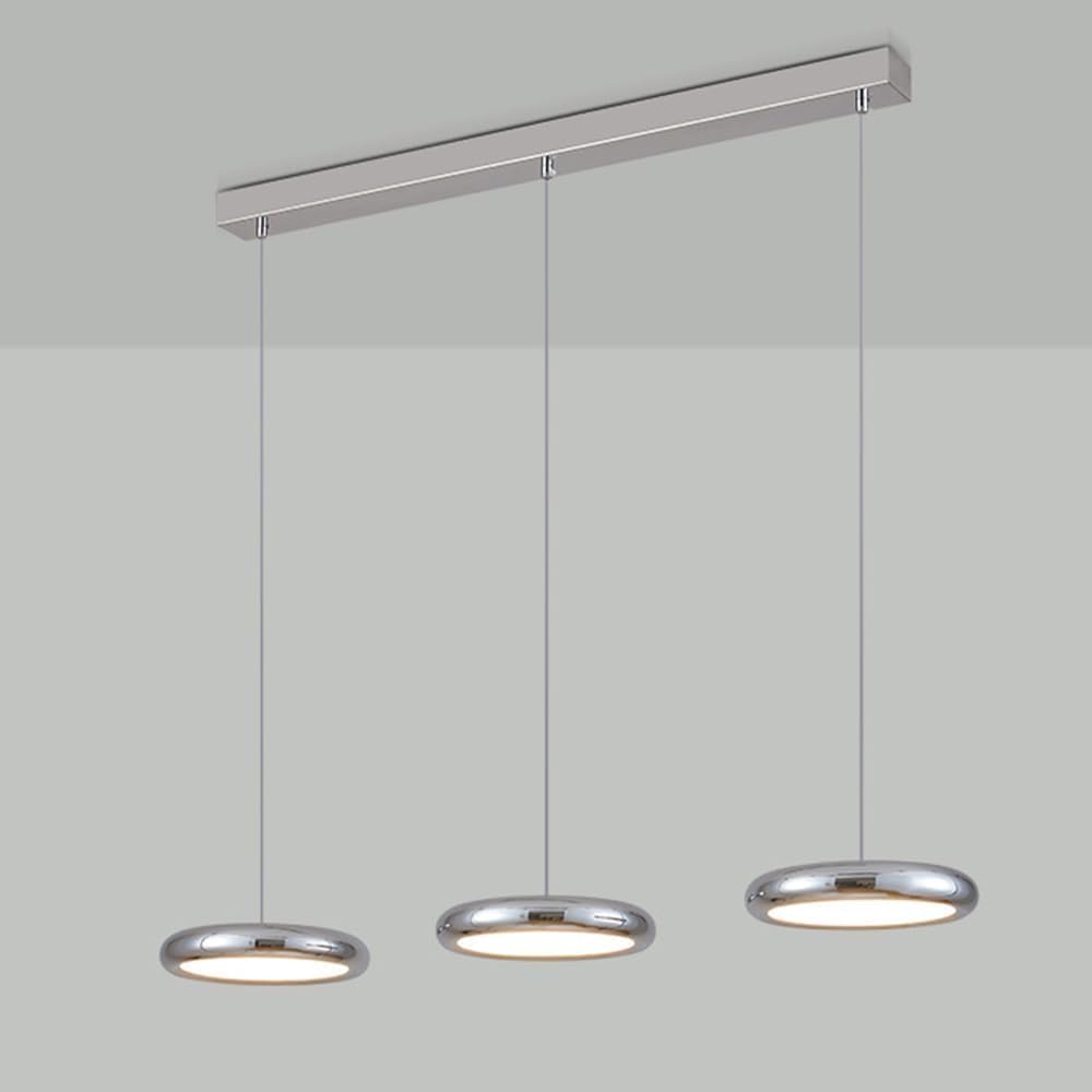 Lustre de cuisine moderne à 3 lumières avec suspension chrome salon