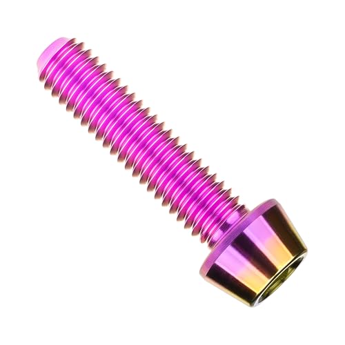 Image of Titanium Ti Bolt M5x9 16 18 20 25 30 35 40 45 50 55 60mm Tapered Head Screws Pack of 4 (M5x25mm, Purple Gold)