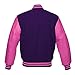 Lishow Fashion Varsity Jacket Baseball Letterman Bomber School Premium Wool Pink Genuine leather sleeves (Purple, M)