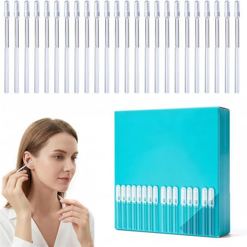 24 Pack Sticky Ear Cleaning Sticks Sticky Ear Cleaning Buds Enhanced Adhesive Ear Wax Removal Stick for Safety Ear Cleaner for Adult Spiral Ear Wax Removal Ear Scoop with Dust Cover Packaging