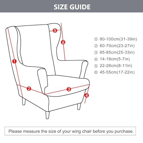 Funda de sillón orejero de 2 piezas elástica con tejido protector premium 7