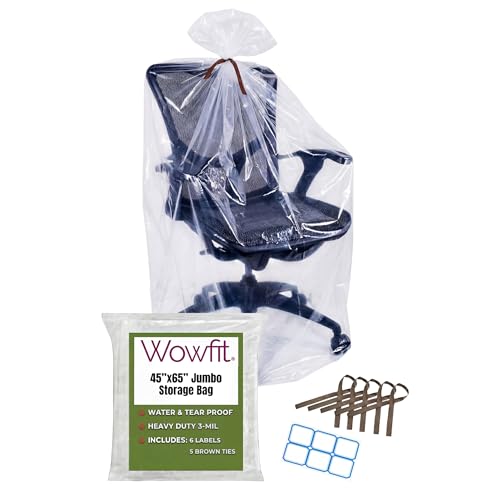 Wowfit 5 CT 45x65 inches Extra Large Clear Plastic Bags...