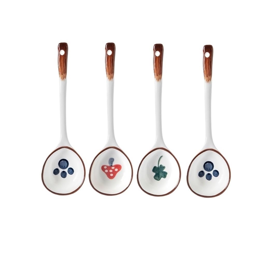Cuillère à soupe long manche en lot de 4 pour bol à ramen et vaisselle de table