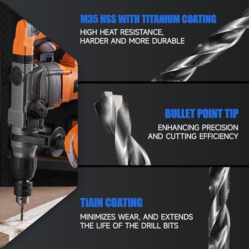 Pro Edge Technology TiAlN Coated Cobalt Drill Bit Set