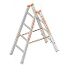 Produktbild Layher 1039004 Sprossenstehleiter Topic 4, Aluminiumleiter 2x4 Sprossen, beidseitig begehbar, klappbar, Länge 1.30 m