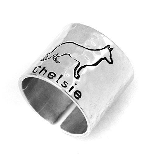 weddinghanger2015 Custom German Shepherd Ring, Personalized Hammered German Shepherd Ring Dog Lover Gift