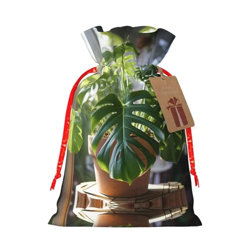 Monstera Deliciosa Pochette réutilisable avec cordon de serrage, idéale pour