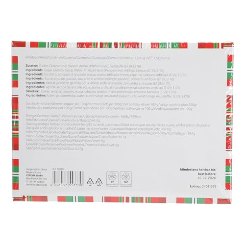 Zuckerstangen12tlg essbar | rot/weiß gestreift je 10g Zucker | Pfefferminzgeschmack Candy Cane verpackt | Spazierstock Weihnachtsdeko (12)