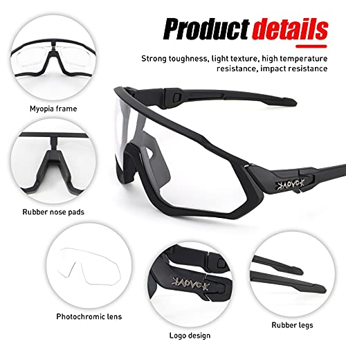 KAPVOE Lunette Vélo Photochromique Homme Femme Tr90 Cadre Lunette de Cyclisme VTT Anti-UV400 Lunette de Soleil Pour Vélo Pêche Course Conduite Pêche Ski - Image 5