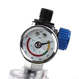 High Flow Luftdruckregler mit Manometer zur Steuerung - 0-140 PSI Pneumatischer Druckregler mit 1/4 Zoll für NPT-Armatur, Metallkonstruktion, Blau