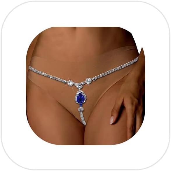 Rhinestone Waist Chain Thong Panties Jewelry Summer Bikini Sexy Crystal Chain Thong Adjustable Festival G String Jewelry