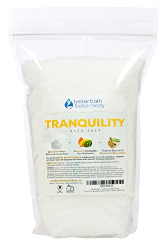 Tranquility Bath Salt 3-Lbs (48oz) - Epsom Salt with Lemongrass & Chamomile Essential Oils & Vitamin C - Enjoy Calming Effects of This All Natural Bath Soak - No Perfumes No Dyes
