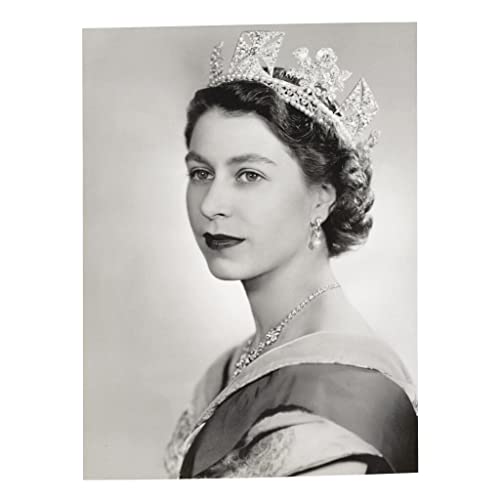 Fabulous Affiche Poster Queen Elisabeth II Portrait Profile Jeune Reine d'Angleterre Noir et Blanc Vintage