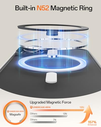 Image of UNBREAKcable Magnetic for iPhone 17 Case 6.3-Inch, Compatible with MagSafe, Full Camera Protection, Built-in Magnetic Ring, Drop Protection Shockproof Slim Phone Cover-Black