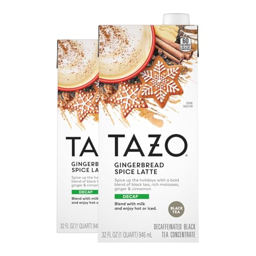TAZO Decaf Gingerbread Spice Latte Tea Concentrate, 32 Fl Oz Carton (Pack of 2)