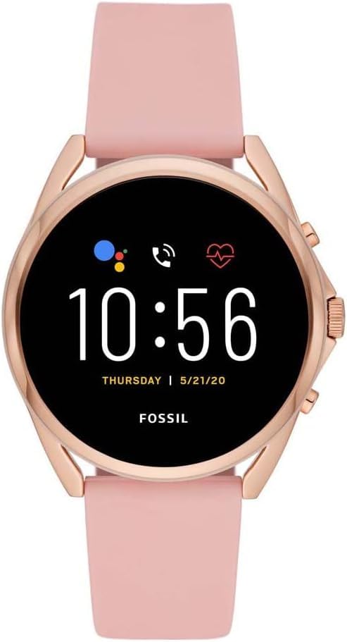 Reloj inteligente FOSSIL pantalla táctil 5 LTE Generación con altavoz, frecuencia cardíaca, notificaciones NFC y smartphone, oro rosa., correa FTW60753