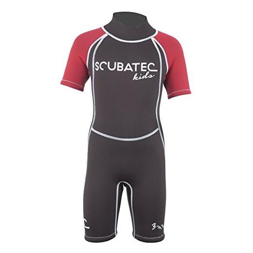 SCUBATEC 3mm Kindershorty "Kids Wave", schwarz-rot, 104-110 (XXS)