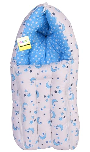 Image of Kwitchy New Born Bedding Combo of Baby Mattress with Net | Gaddi Set | Comforter (0-6 Months) Blue (4PCS Set)