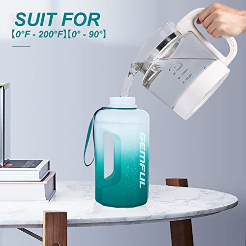Image of GEMFUL Maxi Sports Water Bottle, 2.2 Litres, Time Markers, BPA Free | Perfect to keep on your desk in the office or during smart working to monitor water