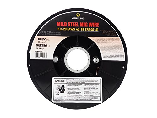 (Processed in USA) Kiswel KC-28 ER70S-6 0.035 in. Dia 10 lbs. Mild Steel Mig Copper Coated Solid Wire Gas Metal Arc Welding Wire Spool