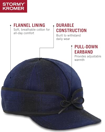 Image of Stormy Kromer The Original Cap, Wool Blend Hat, Warm Winter Outdoor Cap with Flannel Lining, Earflaps, for Men and Women