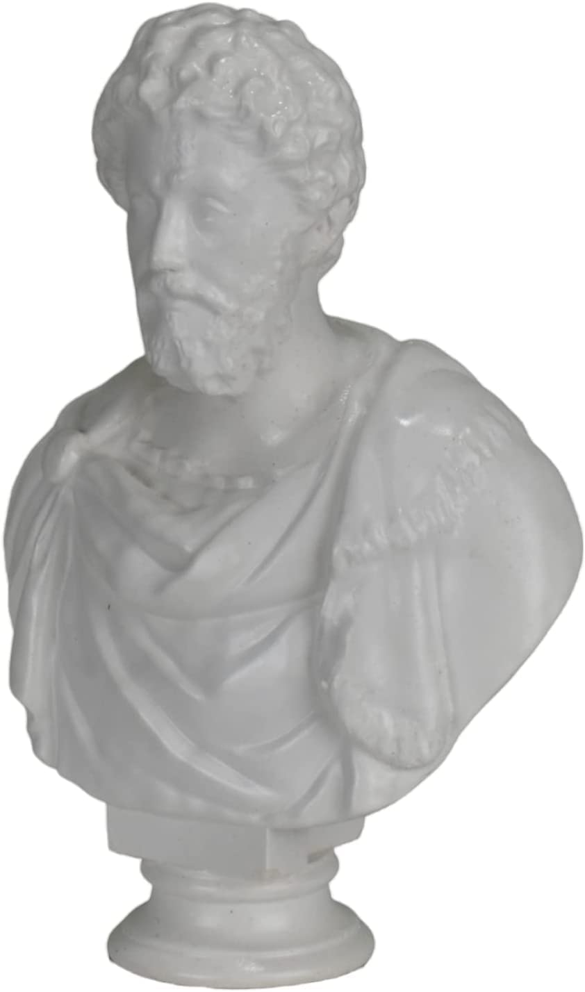 Marcus Aurelius Roman Emperor Stoic Philosopher Bust Head Portrait Sculpture White