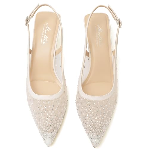Image of Mostrin Kitten Heels for Women Pointed Toe Pumps Patent Leather Low Heel Slingback Heels with Buckle Dress Shoes for Dating Party Working