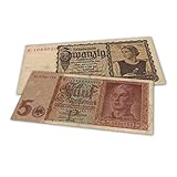 Außergewöhnliche historische Sammlung von 2 Original-Banknoten, die Teil des Zweiten Weltkriegs waren. Ausgegeben zwischen 1939 und 1945.