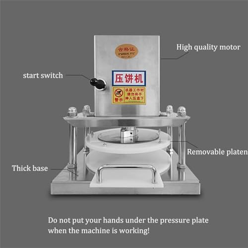 RENJJPBO Pizza Dough Press Machine, Portable Commercial Dough Chapati Sheet Pizza Crust Press with Stainless Steel Press Plate, for Pizza Making,