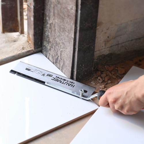 HAUTMEC 250mm Wende-Distanzsäge für Türzargen – 12 TPI Doppelt geschliffene Zähne, Federmechanismus & ergonomischer Griff – Für Flächenschnitte bei Fliesenverlegung & Renovierung – HT0234