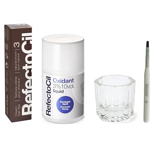 RefectoCil Natural Brown (#3) Hair Tinting Kit Includes Cream Hair