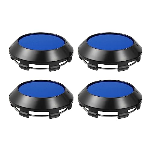 X AUTOHAUX Tapacubos centrales para rueda de coche, 70 mm de diámetro, color negro y azul brillante, 4 unidades