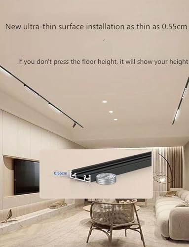 Rail d'éclairage LED magnétique – Rail en aluminium pour montage mural ou au plafond, compatible avec les spots magnétiques