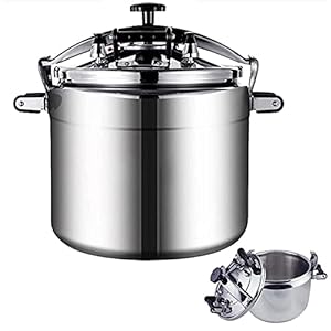 Commercial Pressure Cooker,50 Liter Large Capacity Explosion-Proof High Pressure Cooking Pot Suitable for Gas Stove Cooker Restaurant Hotel (Color : Silver, Size : 25L)
