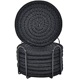 ABenkle 8 Piezas Posavasos con Soporte, Posavasos de Algodón Tejido Absorbente para Bebidas, Juego de Posavasos de...