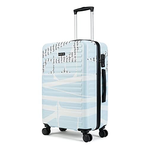 Image of THE ASSEMBLY Polycarbonate Check In 8 Wheels Luggage Medium (65 Cms) - Hard-Sided Printed Spinner Wheels Trolley Bag For Travel With Tsa Lock - 24 Inches - Scripted, 55 CM Brown