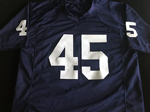 Rudy Ruettiger Signed Autographed Blue Stat Football Jersey Jsa Coa - Notre Dame Fighting Irish Movie Legend - Size Xl #TOP1
