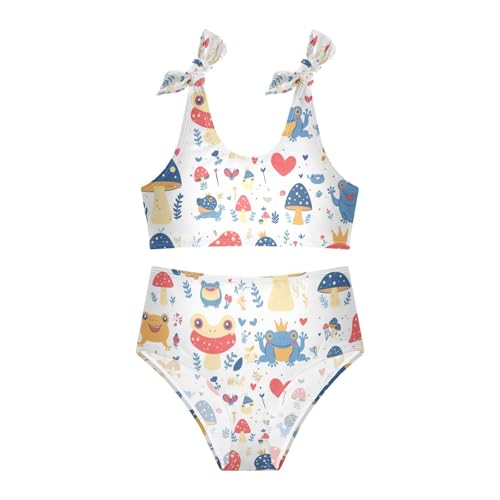 KLL Various Funny Frogs Safari Mushroom Princess Girls' Two Piece Bikini Sets Scoop Neck Beach Bathing Suit Swimsuit3