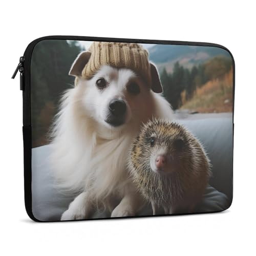 Funda para portátil 15 pulgadas diseño erizo y perro miniatura 3