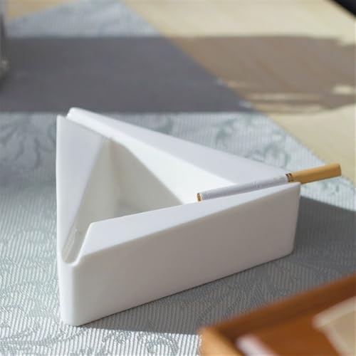 Cendrier en céramique triangulaire jaune pour sublimer votre table basse de salon