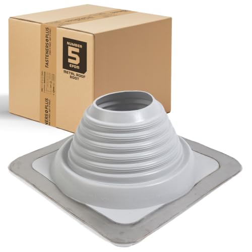 Fasteners Plus #5 Square EPDM Metal Roof Pipe Flashing Boot