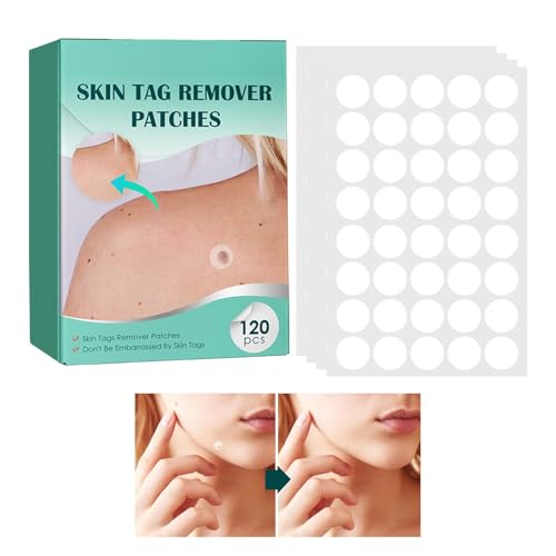 Removedor de topos de piel, 120 tiras hidratantes para la cara, kit de eliminación de lunares para belleza, limpieza suave, cara, cuello, espalda, hombros, manos, brazos, piernas, pies, viajes en casa