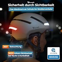 MIVELO Fahrradhelm Damen Herren Erwachsene mit Licht inkl. Helmschloss, NTA Zertifiziert bis 45km/h, Helm geeignet für E-Bike & S-Pedelec, Radhelm Ultraleicht & sicher, Unisex (Beige, L (57-61cm) – Ansicht 7