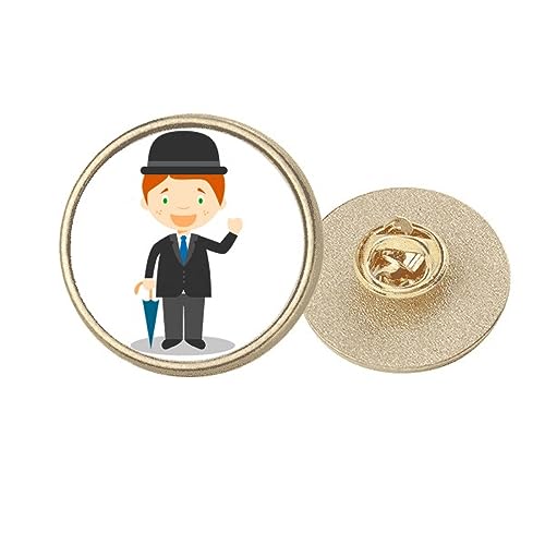 Broche ronde en métal doré pour parfaire votre costume lors d'un mariage